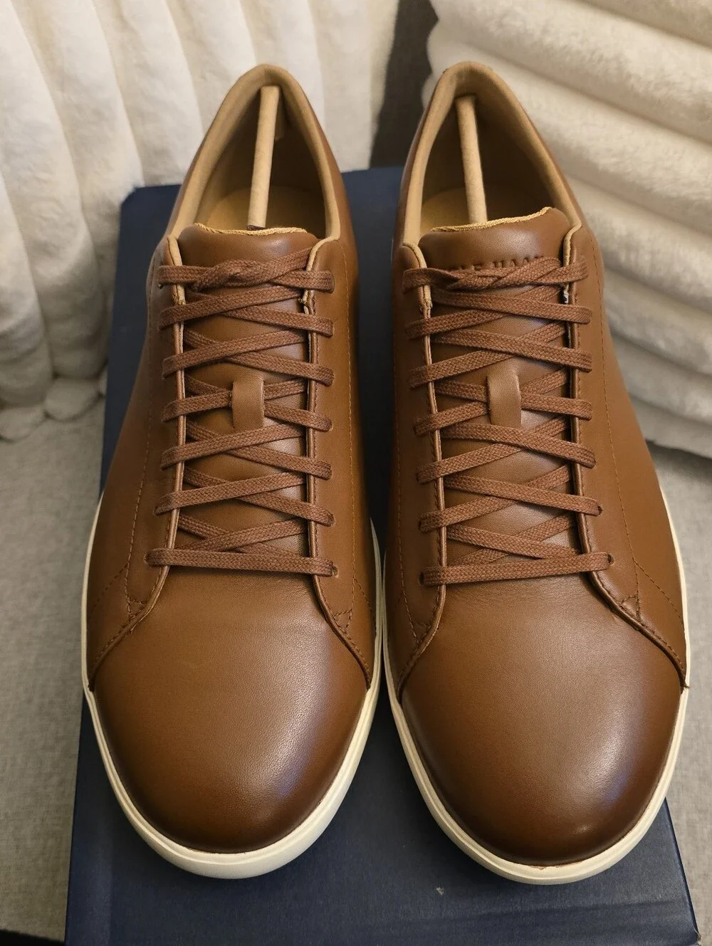 Cole Haan Men’s Brown Leather Sneakers with Cream Sole